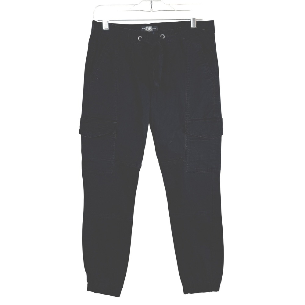 Rewash Cargo Jogger Pants Women Medium Black Utility Drawstring Elastic Waist
